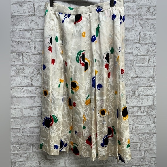 Vintage Carlisle‎ 100% silk floral printed pleated skirt women’s 12 fashion - Picture 1 of 6